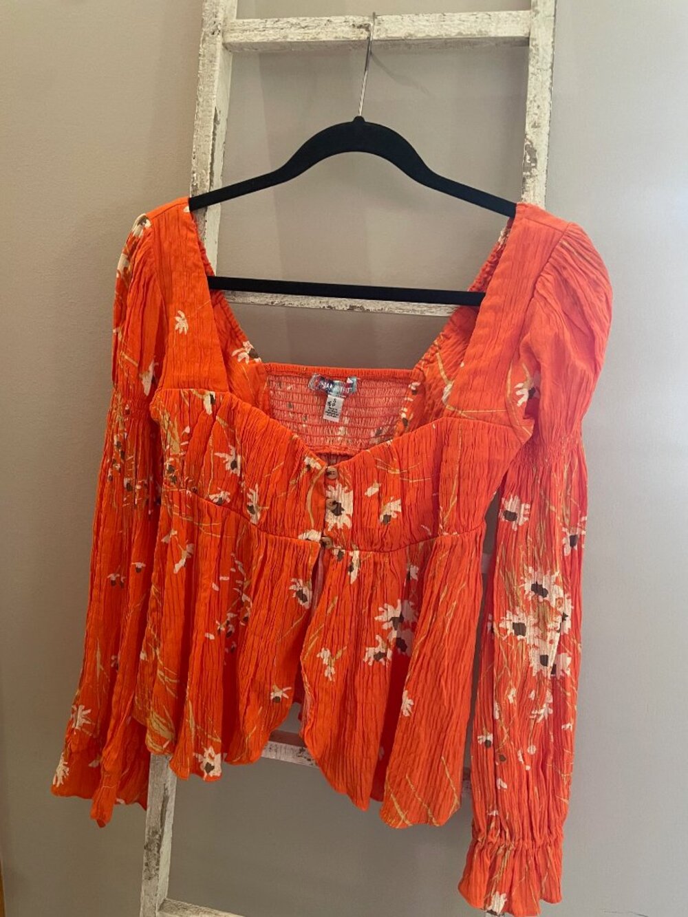 [urban outfitters] Orange floral boho top SMALL